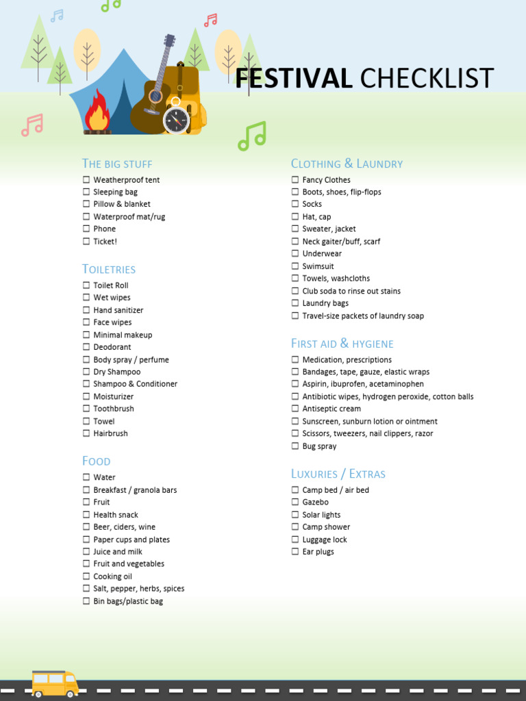 Essential Festival Packing Checklist | PDF