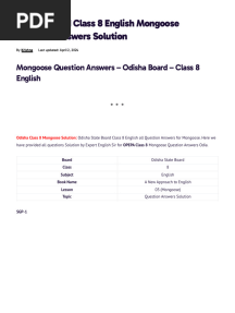 Odisha Board Class 8 English Mongoose Question Answers