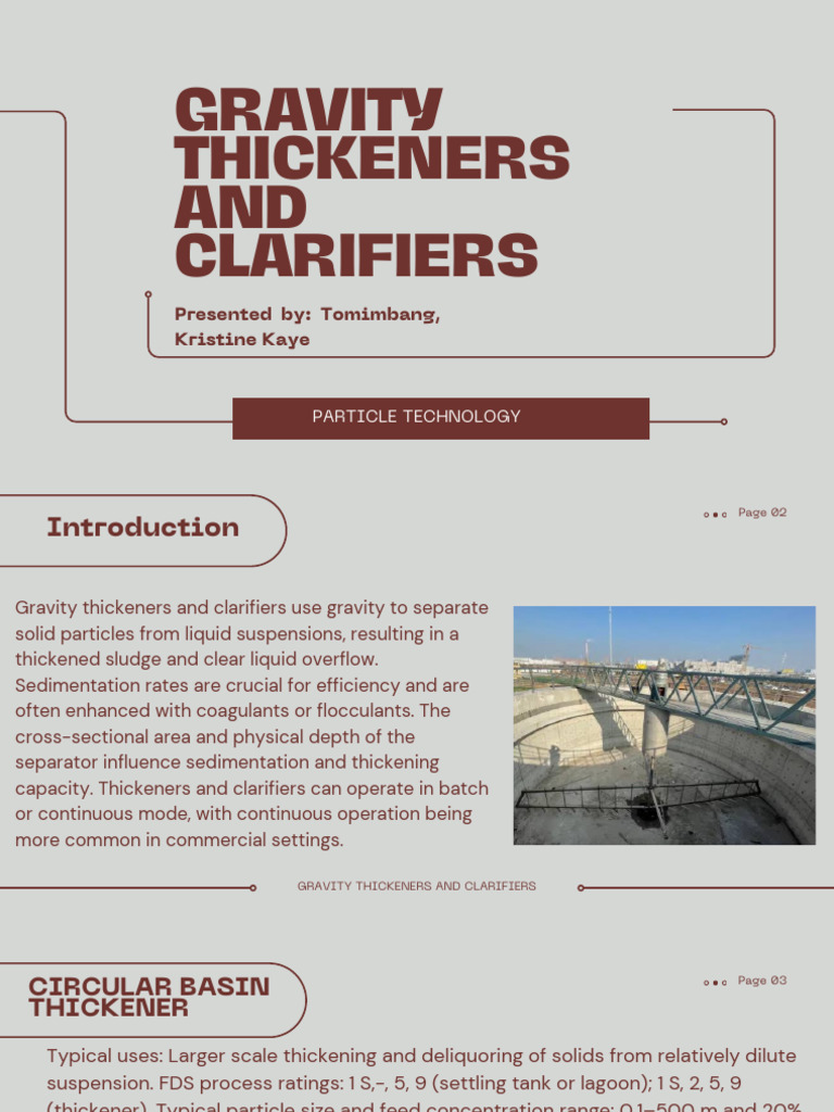 Gravity Thickeners and Clarifiers Report PDF Water Pollution