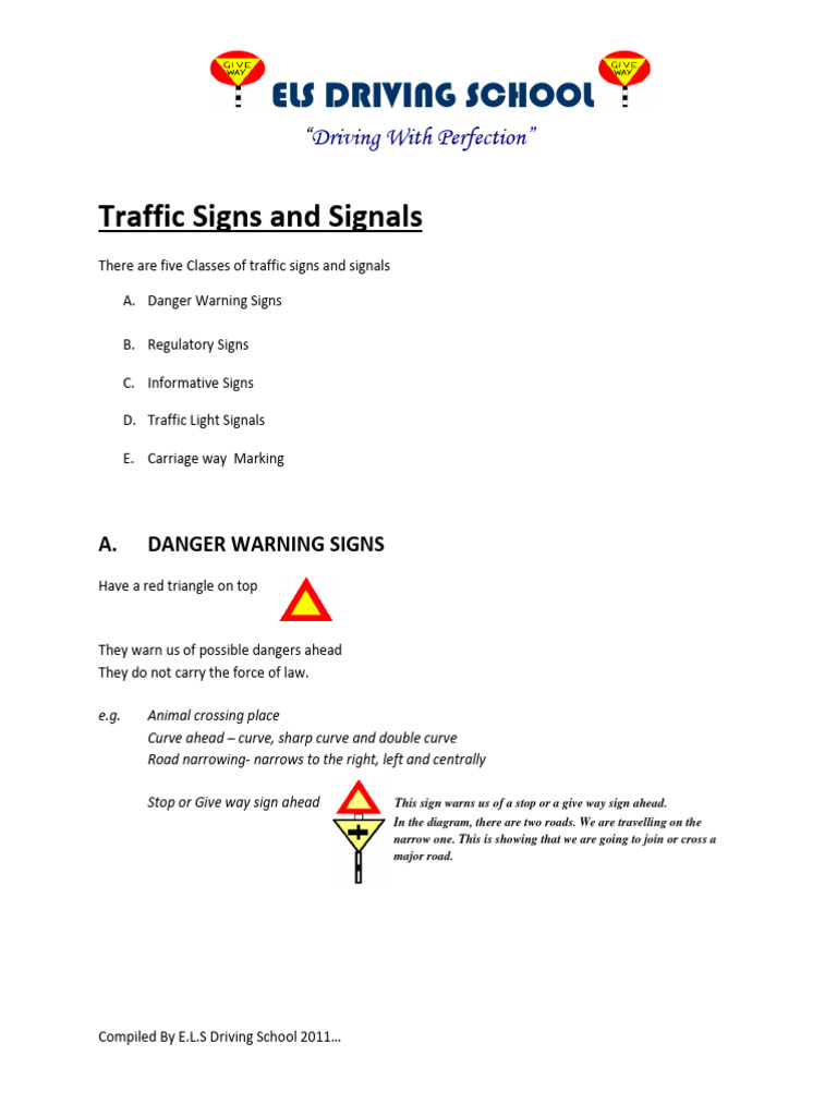 Traffic Signs and Signals Guide | PDF | Traffic | Traffic Light