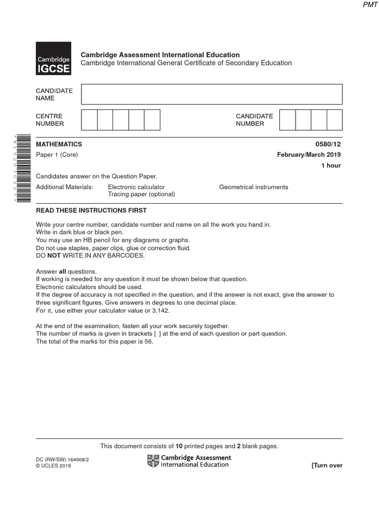 Cambridge IGCSE Mathematics Paper 1 | PDF | Significant Figures ...