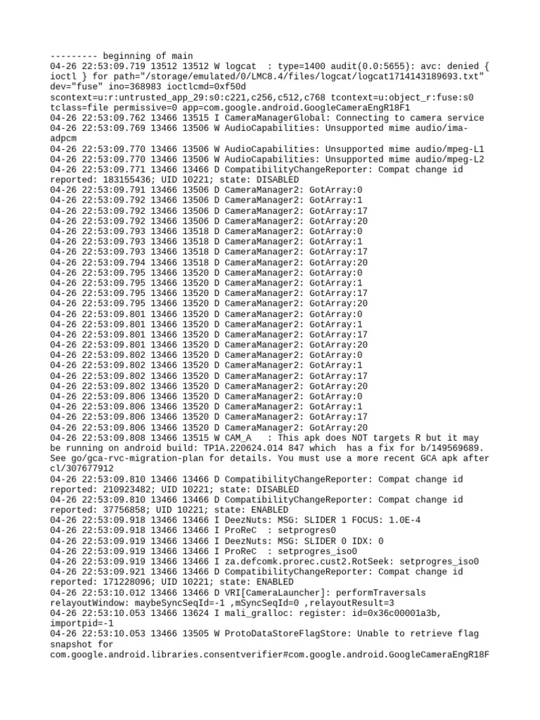 Google Camera App Crash Log Analysis | PDF | Java (Programming Language ...