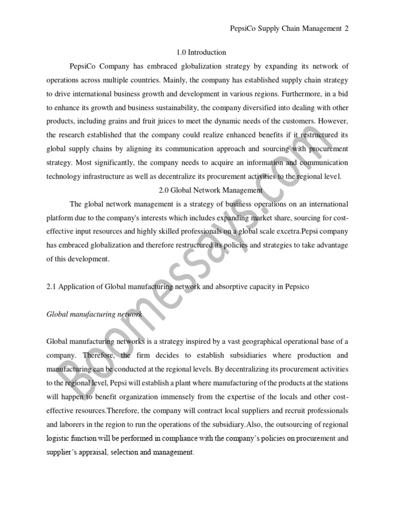 Pepsico Supply Chain Management | PDF | Supply Chain | Outsourcing