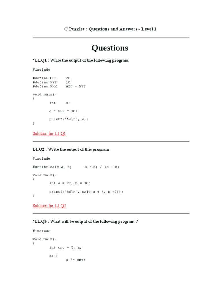 C Puzzles | PDF | Computer Programming | Software Engineering