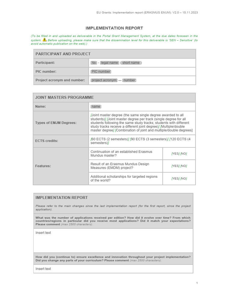 Eu Erasmus Emjm Implementation Report V2 0 Pdf Computers