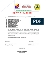 Certification: Office of The Sangguniang Barangay