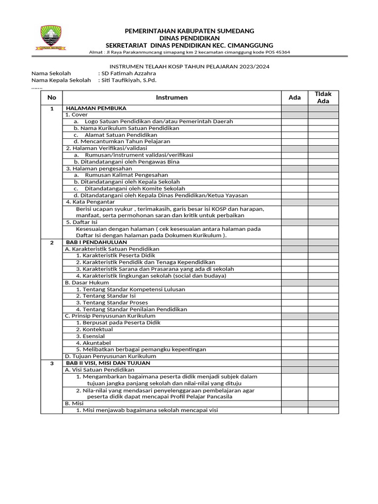 Contoh KOSP SMP 2025 Terbaru | PDF | Bisnis | Seni