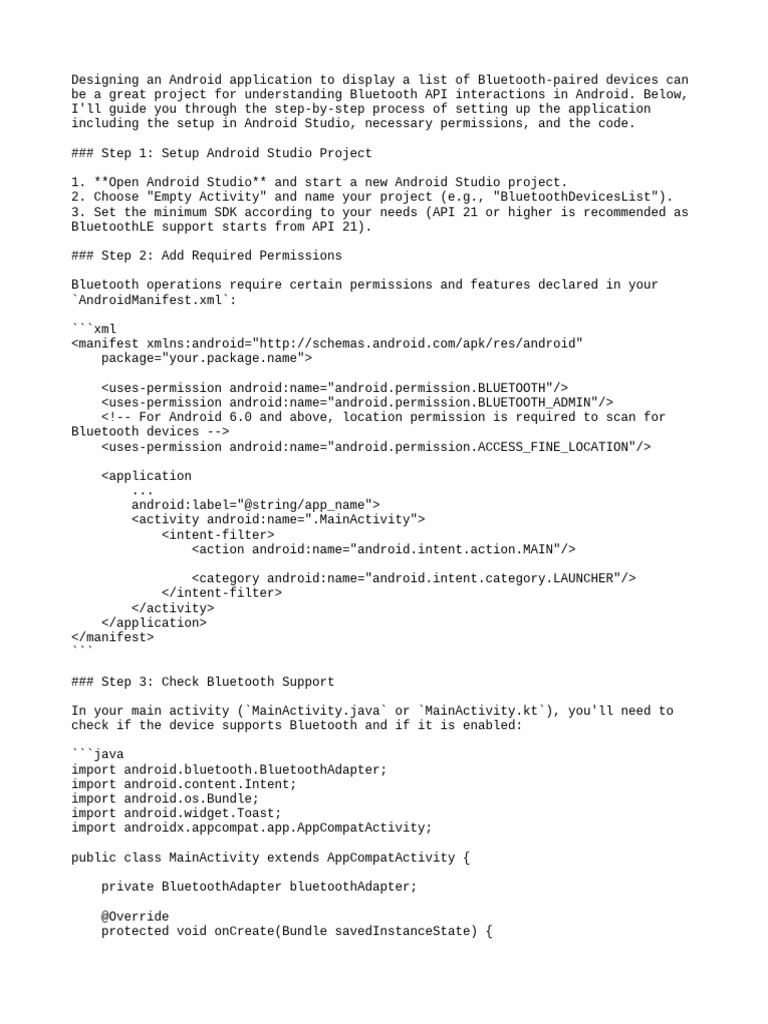 Android App for Bluetooth Devices List | PDF | Android (Operating ...