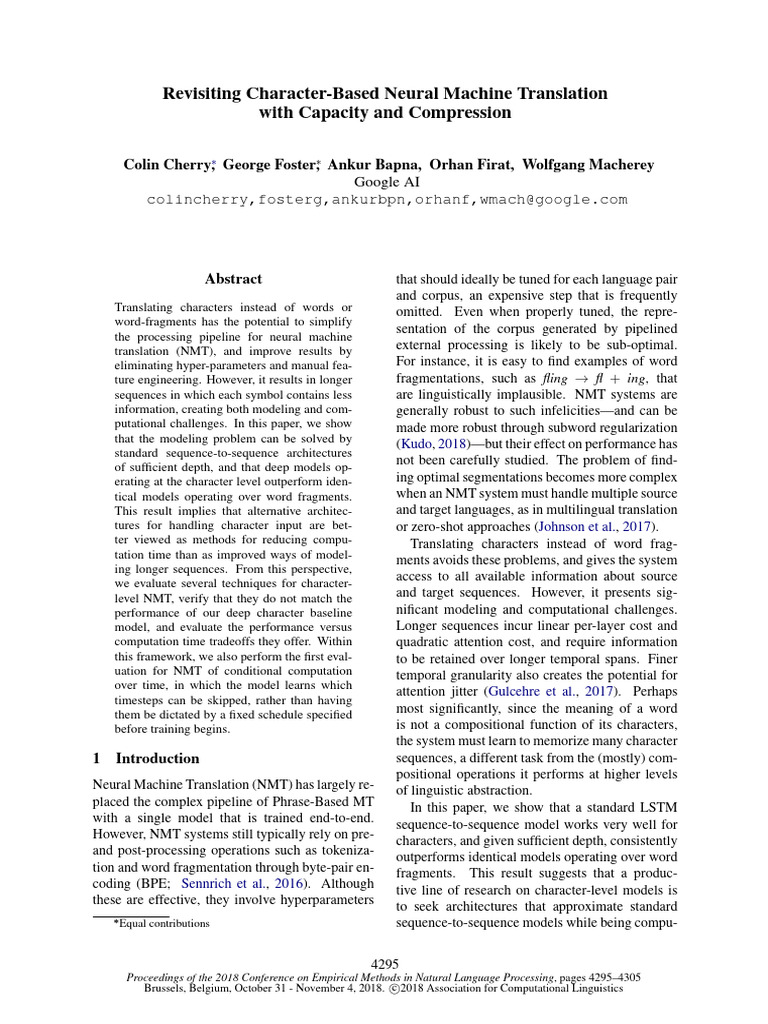 Revisiting Character-Based Neural Machine Translation With Capacity and ...