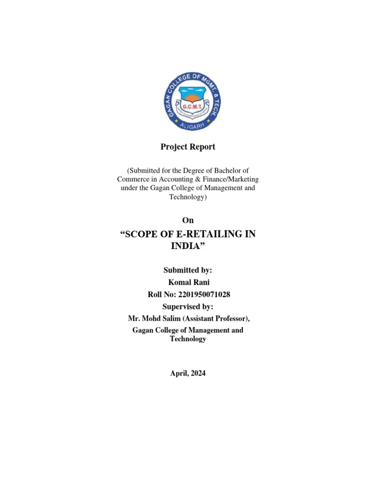 Komal Rani Project On e Retailing | PDF | E Commerce | Online Shopping