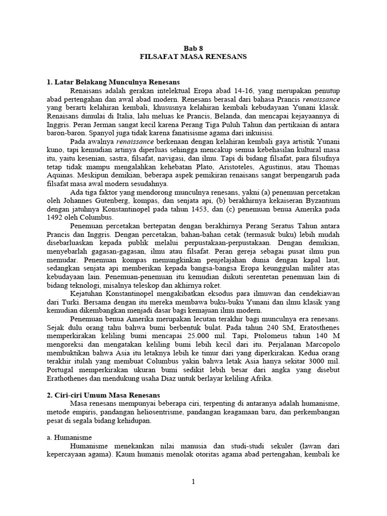 Filsafat dan Humanisme Renesans | PDF | Sejarah