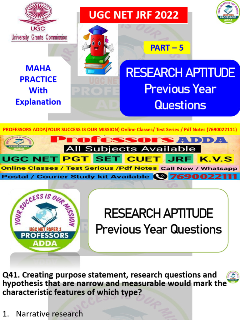 Research Apptitude Part 5 | PDF | Sampling (Statistics) | Quantitative ...