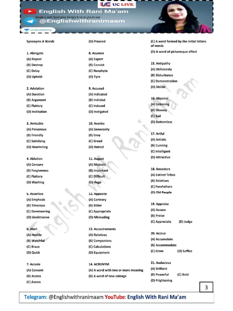 Rani Ma'am's Vocabulary Guide PDF | PDF