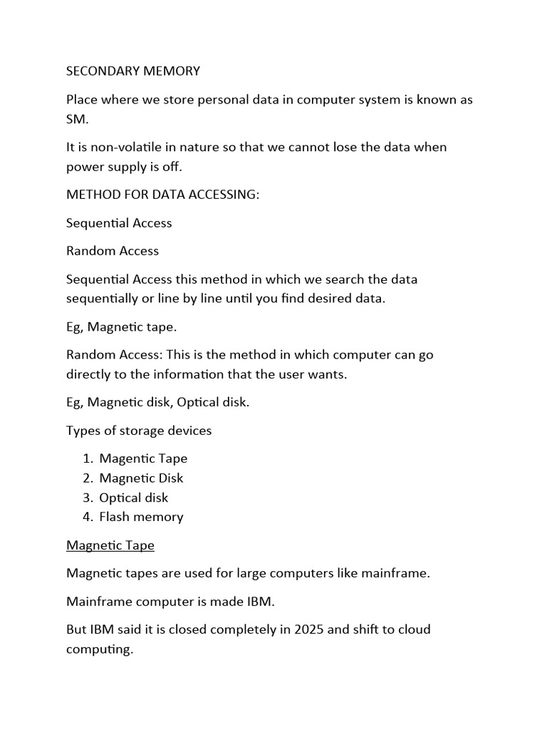 SECONDARY MEMORY | PDF | Solid State Drive | Hard Disk Drive