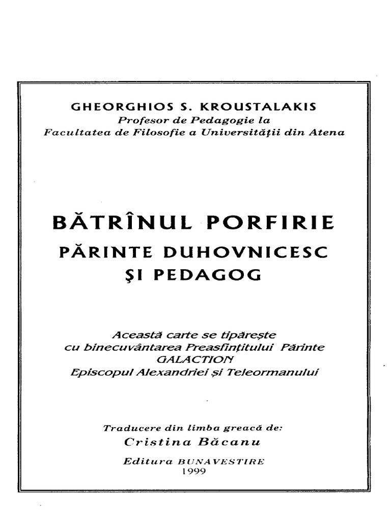 ParintelePorfirie Parinte Duhovnicesc Si Pedagog | PDF