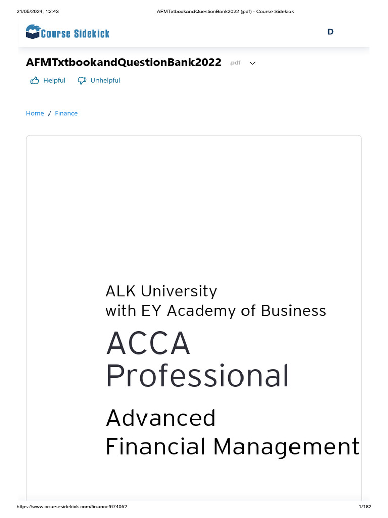 AFMTxtbookandQuestionBank2022 (PDF) Course Sidekick PDF Net