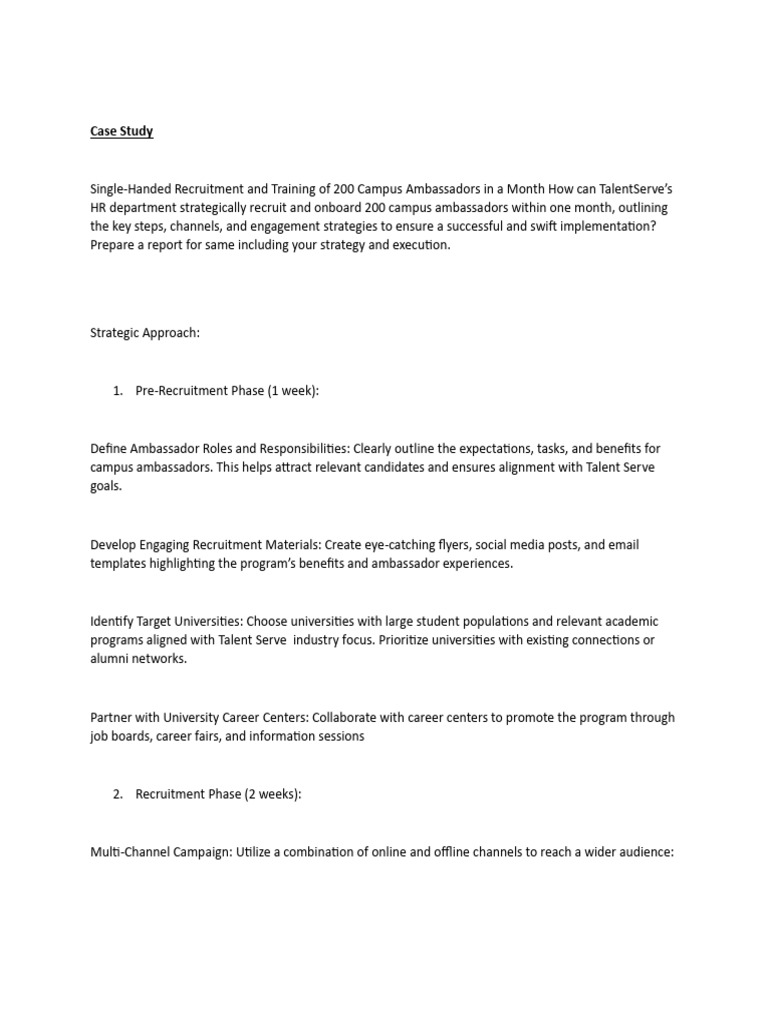 Campus Ambassador Recruitment Plan | PDF | Recruitment | Social Media