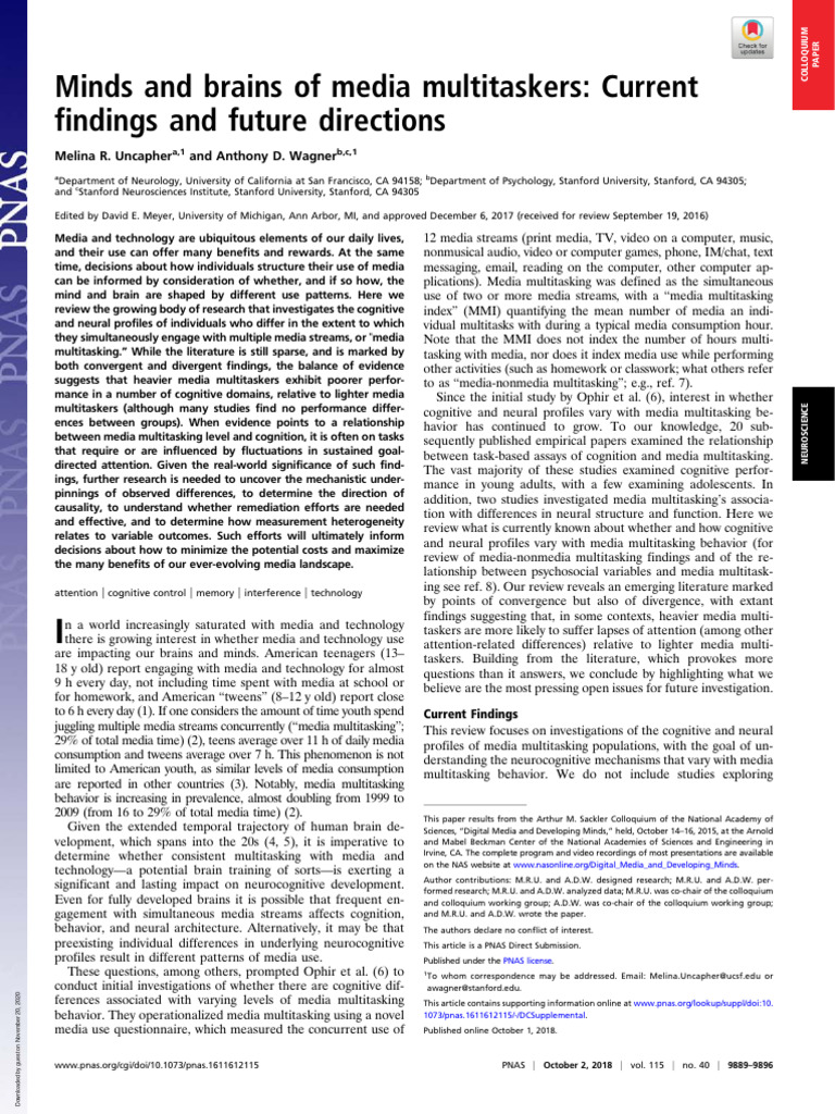 Media Multitasking and Cognitive Impact | PDF | Adolescence | Attention