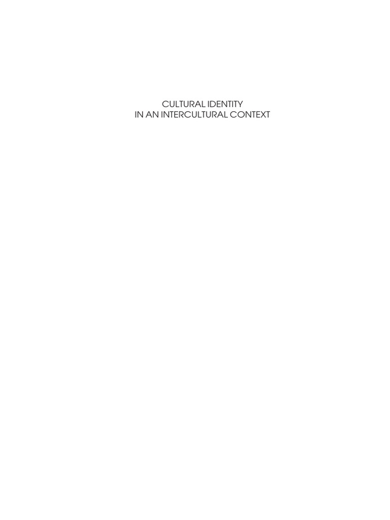 Cultural Identity In An Intercultural Co Pdf Identity Social