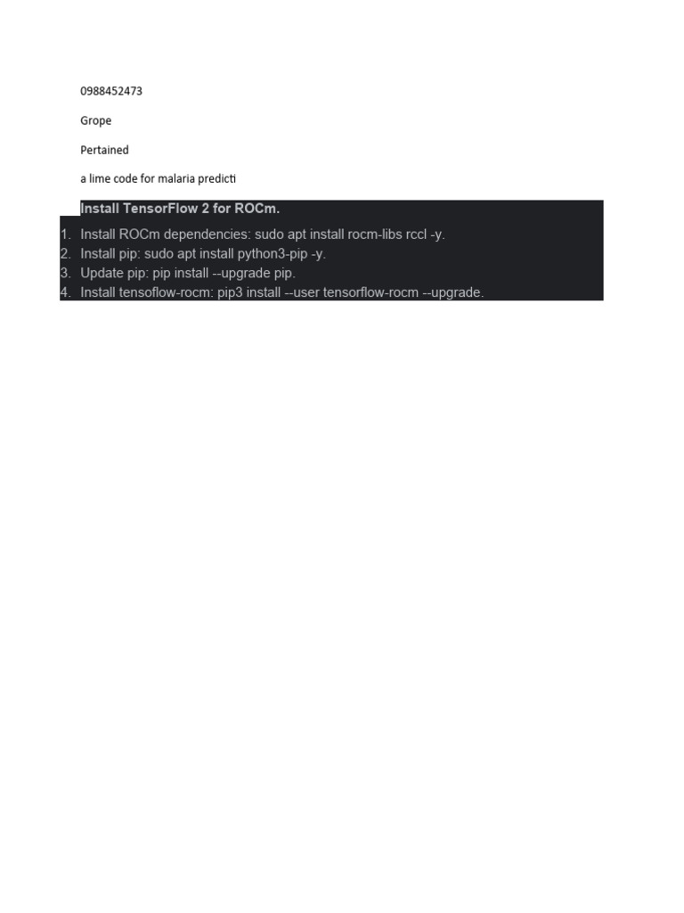Install TensorFlow 2 for ROCm Guide | PDF | Computers