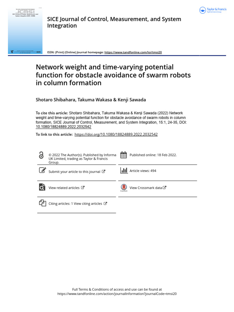 Swarm Robots: Obstacle Avoidance in Formation | PDF | Force | Function ...