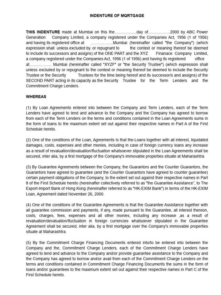 Mortgage Indenture for Financial Assistance | PDF | Loans | Mortgages