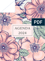 Pink and Grey Simple Floral Monthly 2024 Planner