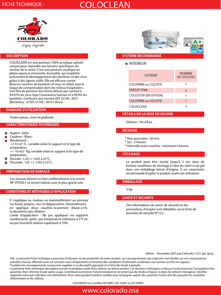 Peinture Antibactérienne COLOCLEAN | PDF | Peinture