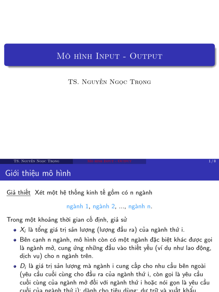 Mo Hinh Input-Output | PDF