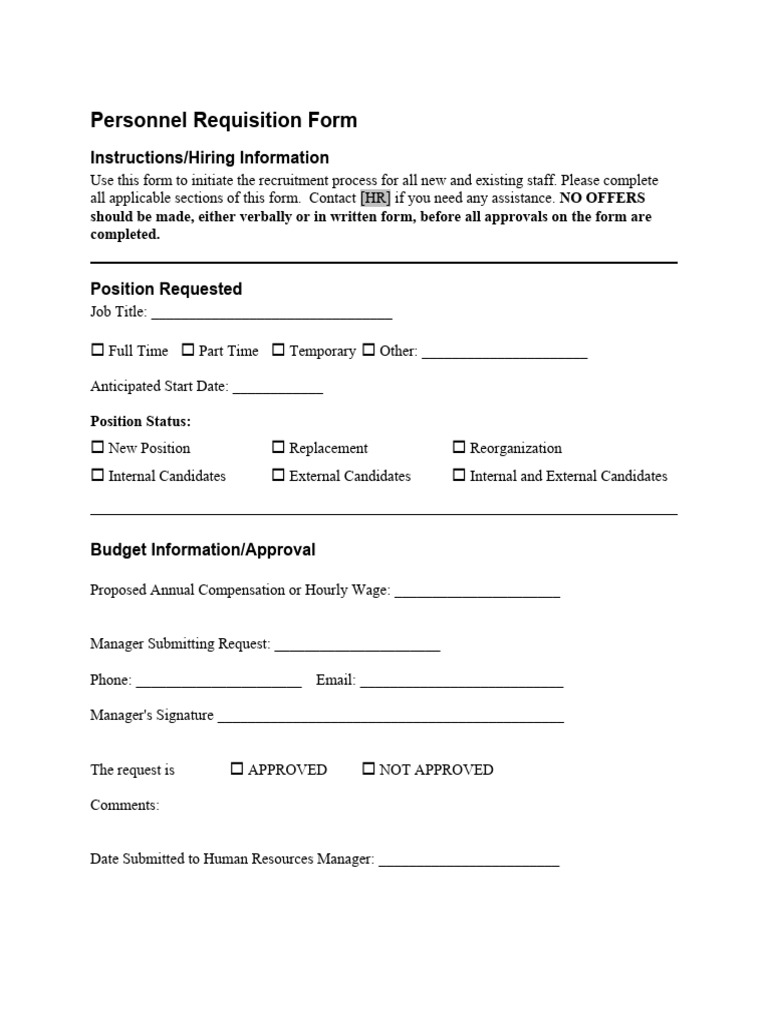 Personnel Requisition Form Template | PDF | Career & Growth