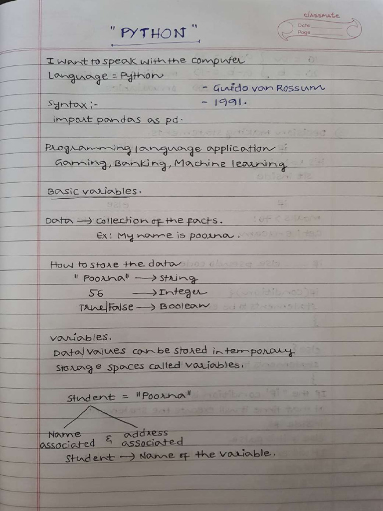 Python Complete Handwritten Notes | PDF