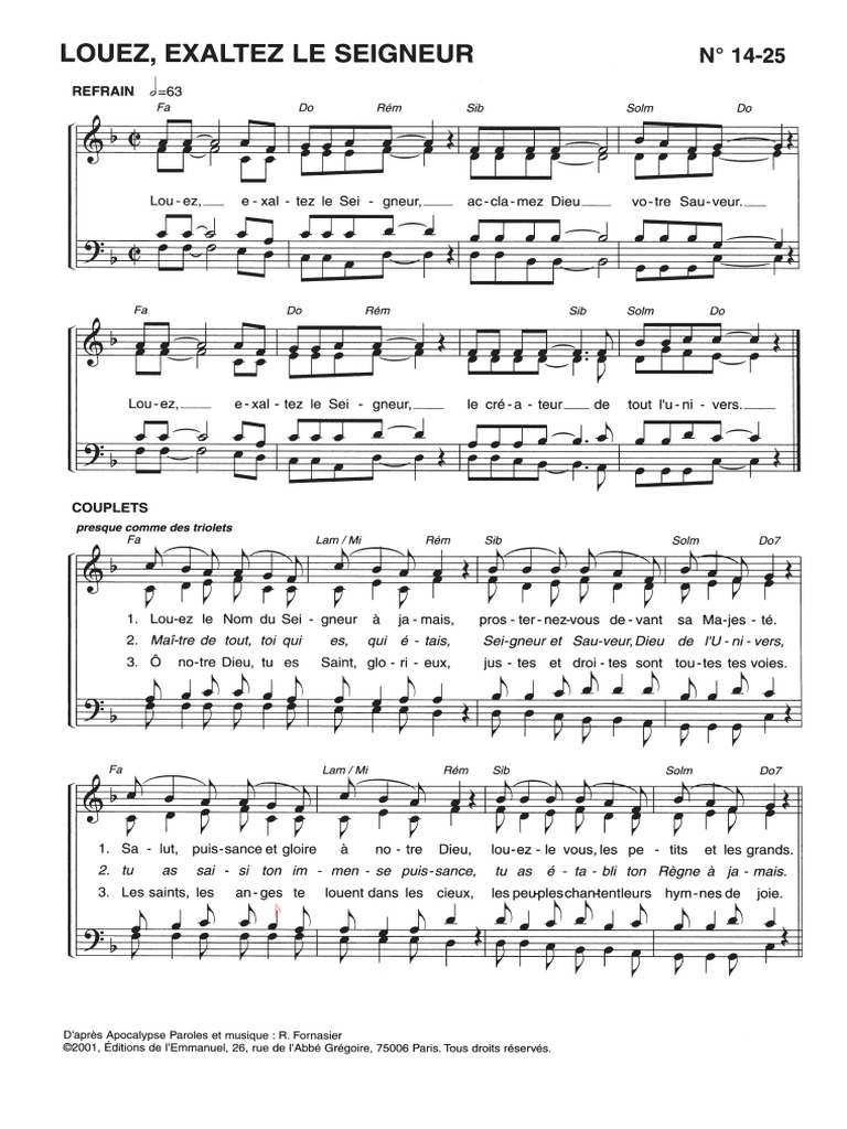14 25 Louez Exalter Le Seigneur Pdf