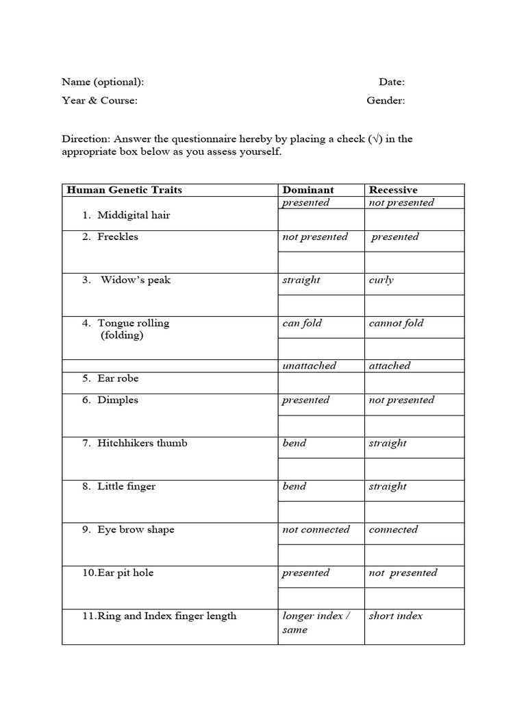 Bio 020 (Questionnaire) | PDF