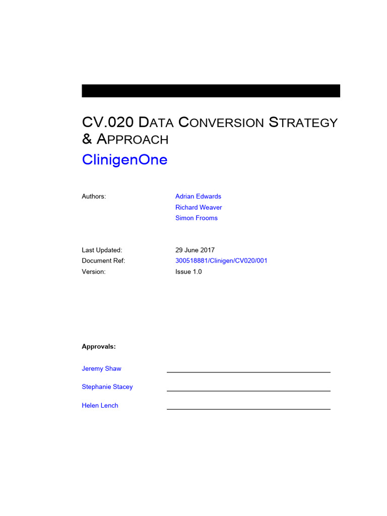 CV020 Data Conversion Strategy Approach Issue 1 0 Download Free PDF