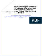 Mentoring and Co Writing For Research Publication Purposes Interaction and Text Development in Doctoral Supervision 1St Edition Pascal Patrick Matzler Online Ebook Texxtbook Full Chapter PDF