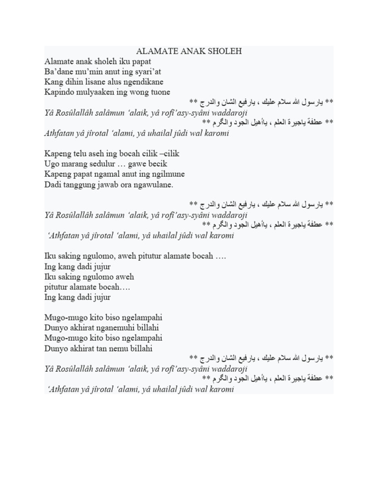 Alamate Anak Sholeh | PDF