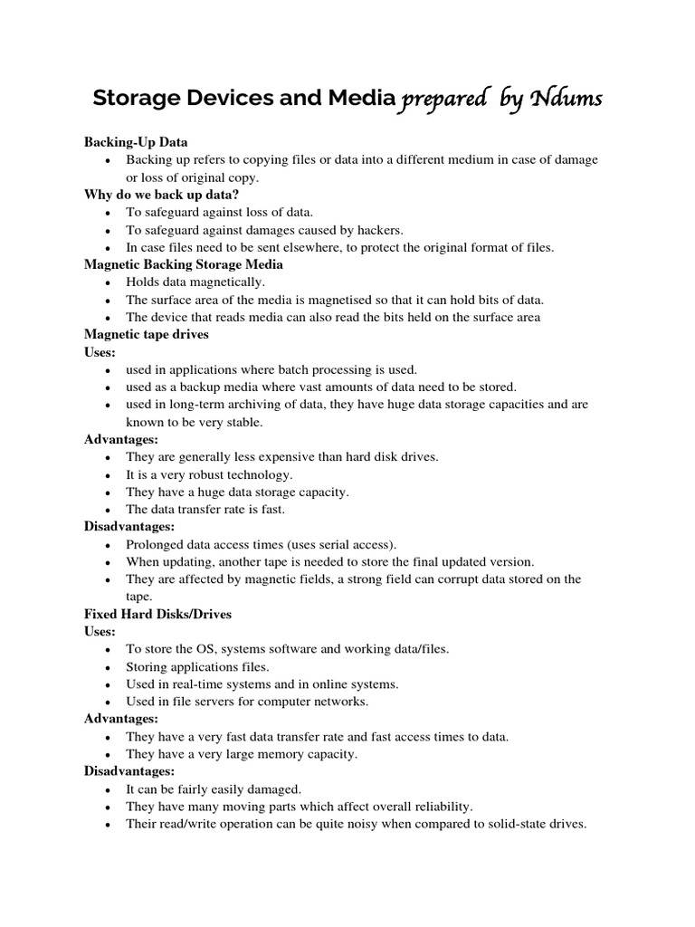 Types of Storage Devices Explained | PDF | Computer Data Storage ...