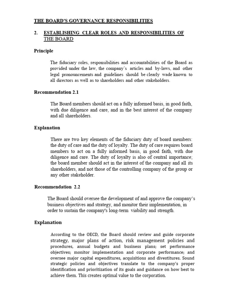 Establishing Clear Roles And Responsibilities Of The Board Download