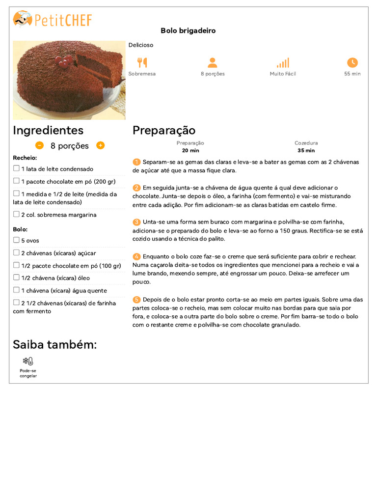 Bolo Brigadeiro Delicioso e Fácil | PDF | Bolos | Chocolate