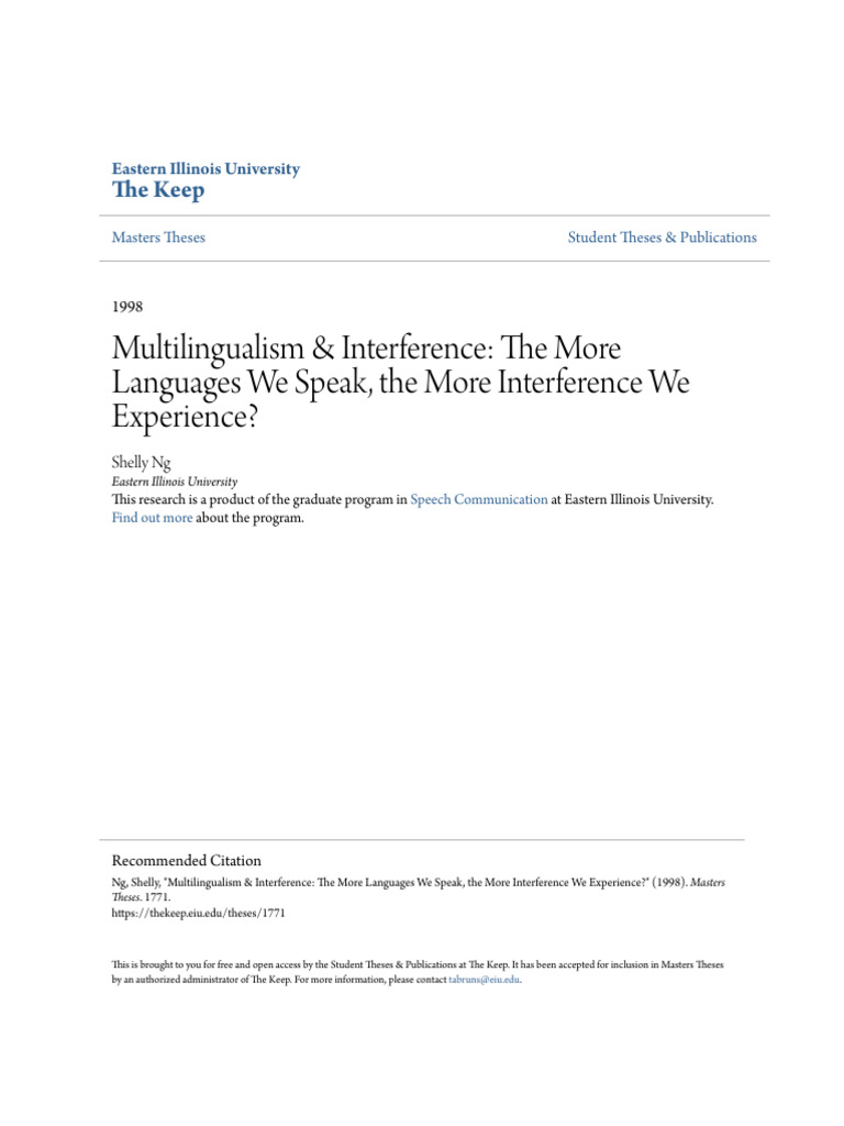 Multilingualism & Interference - The More Languages We Speak The | PDF ...