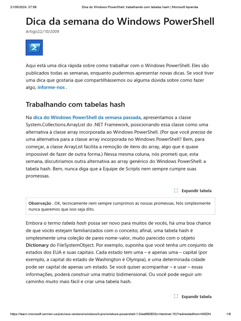 Dica Do Windows PowerShell - Trabalhando Com Tabelas Hash - Microsoft ...