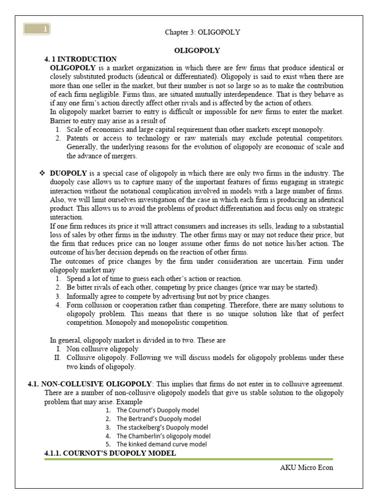 Oligopoly Pdf Oligopoly Profit Economics