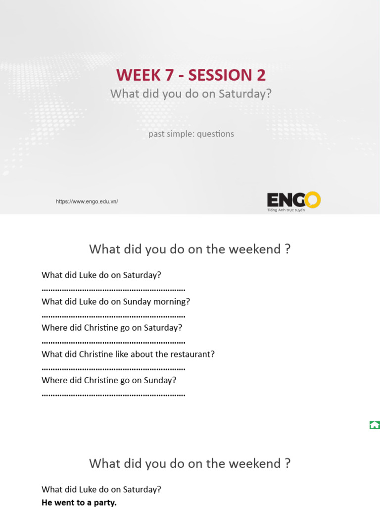 Weekend Activities and Questions | PDF