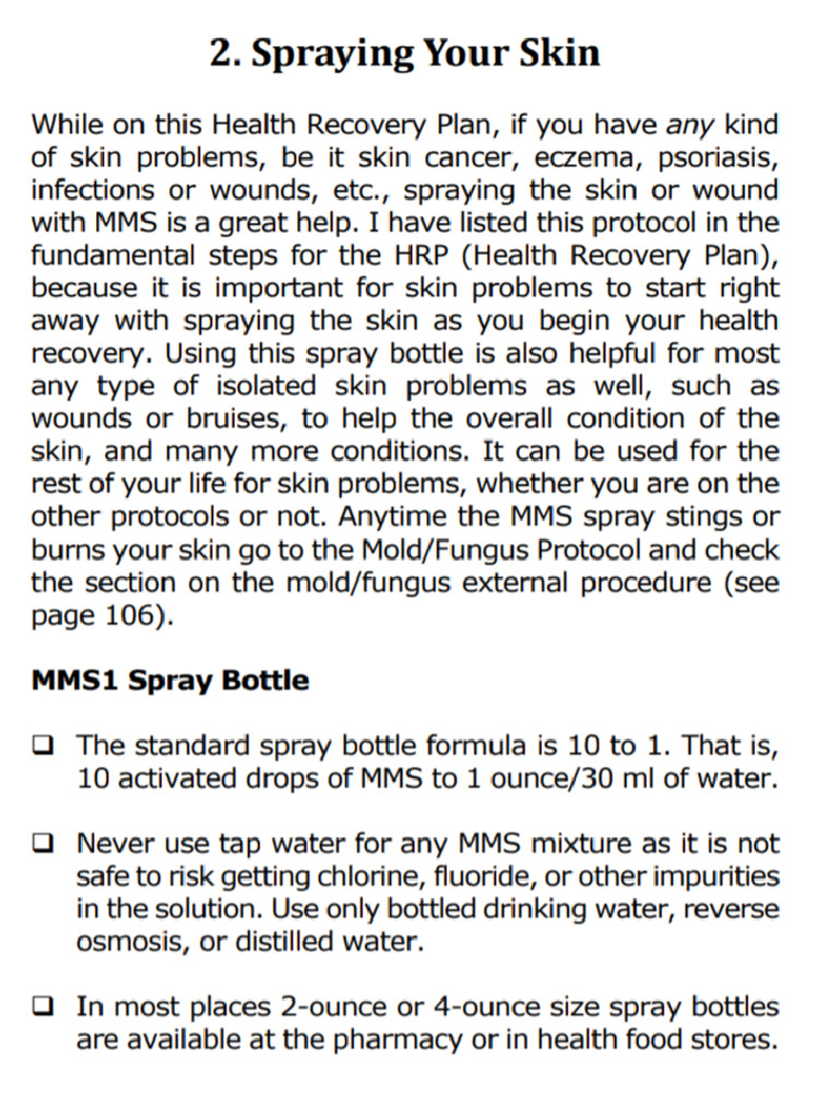 MMS Spray Bottle For Skin | PDF