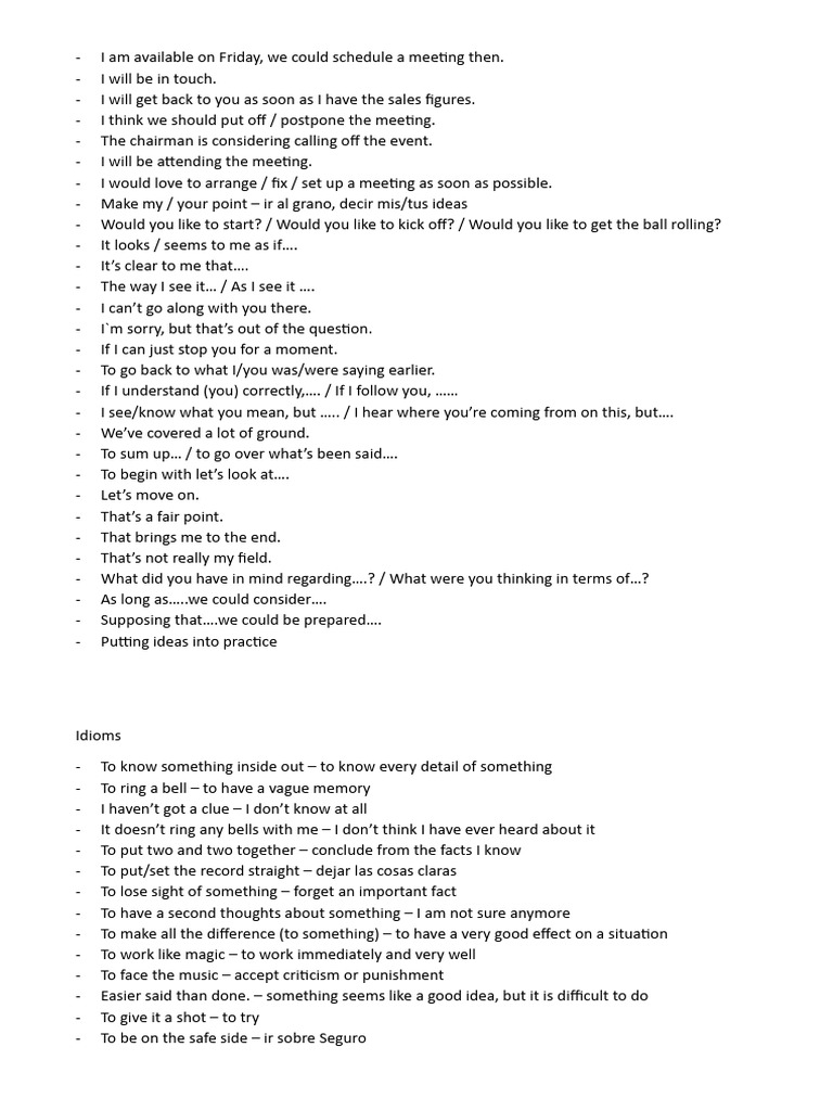 Meeting and Communication Phrases | PDF