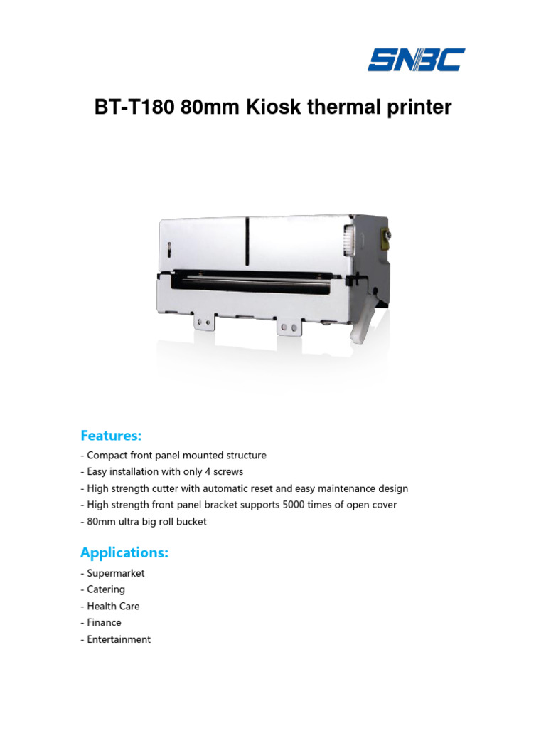 80mm Kiosk Thermal Printer Specs | PDF