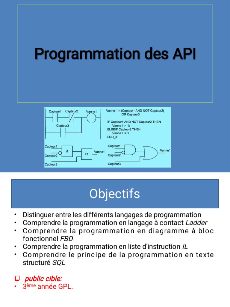 Programmation des API en FBD et Ladder | PDF | Structure de contrôle ...
