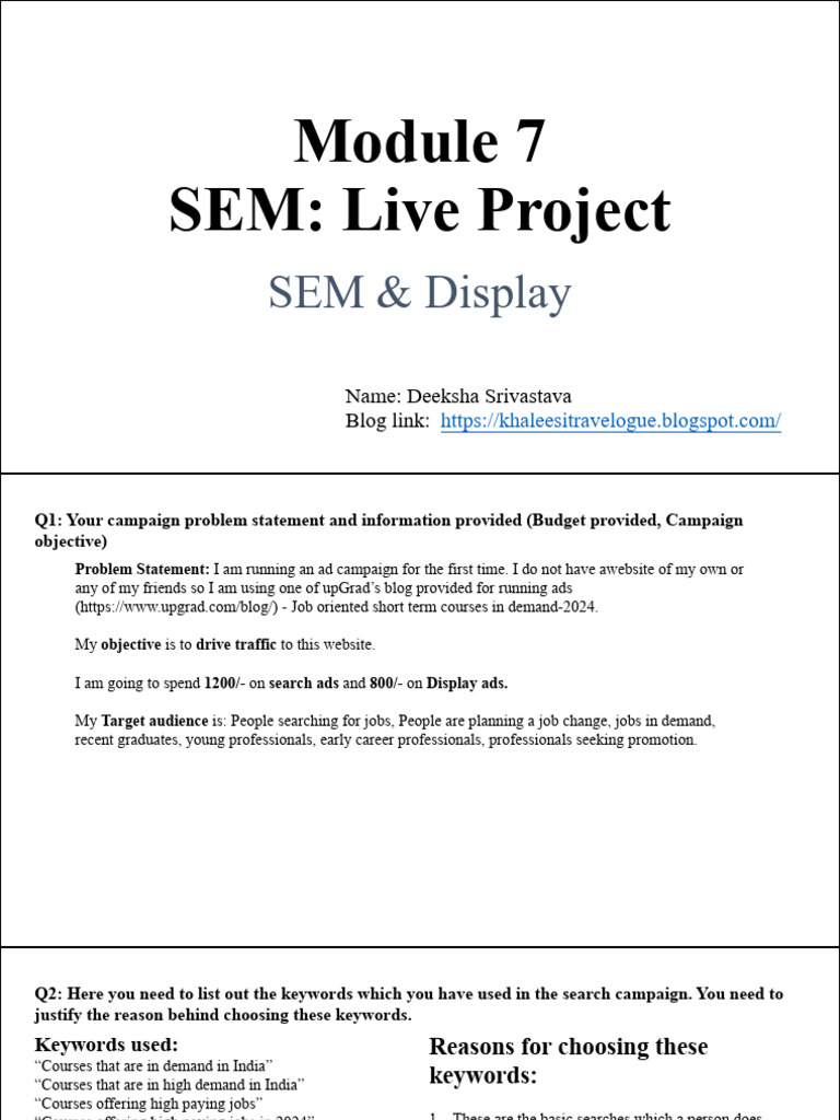 MICA SEM&display Liveproject Template+ (2) + | PDF | Advertising ...