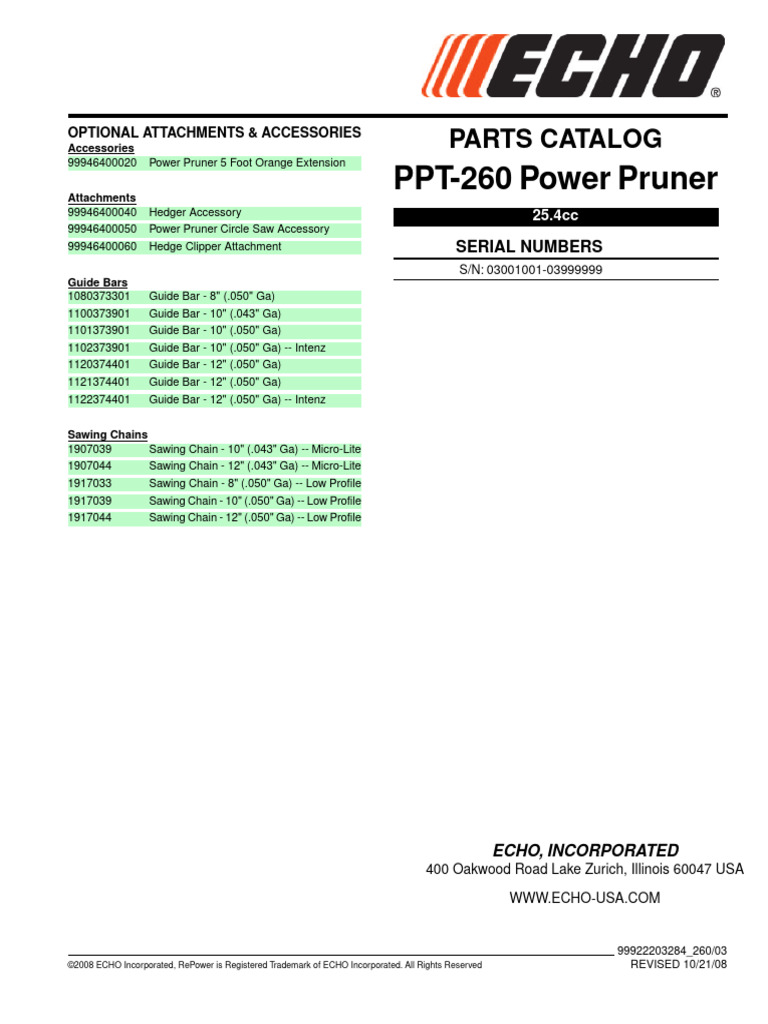 ppt260 Parts Catalog Serial Number 0300100103999999 | PDF | Carburetor ...