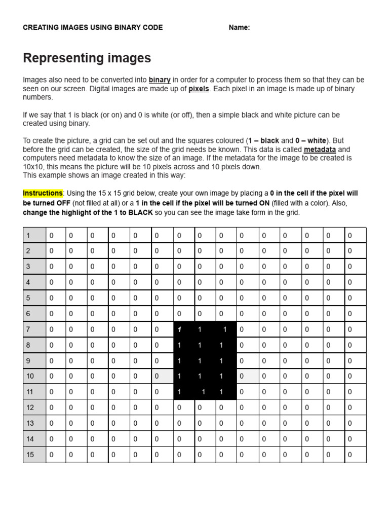 Binary Basics for Image Creation | PDF | Pixel | Metadata